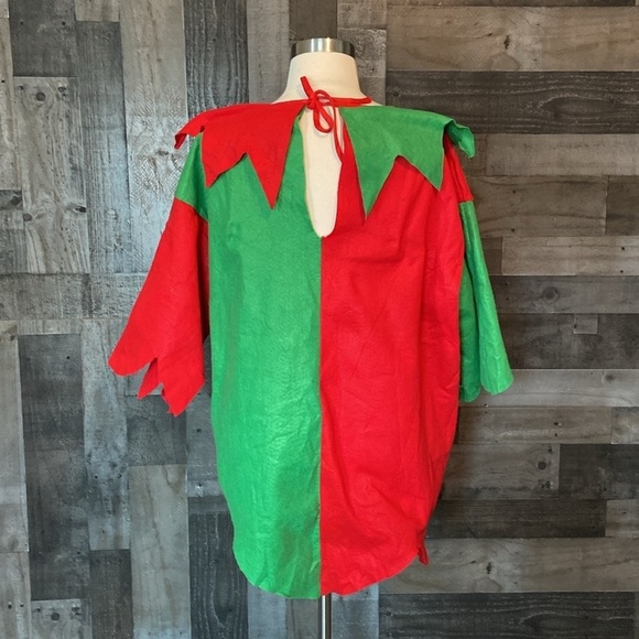Men’s Christmas Elf costume red green festive holiday party Santa Halloween - Picture 12 of 14